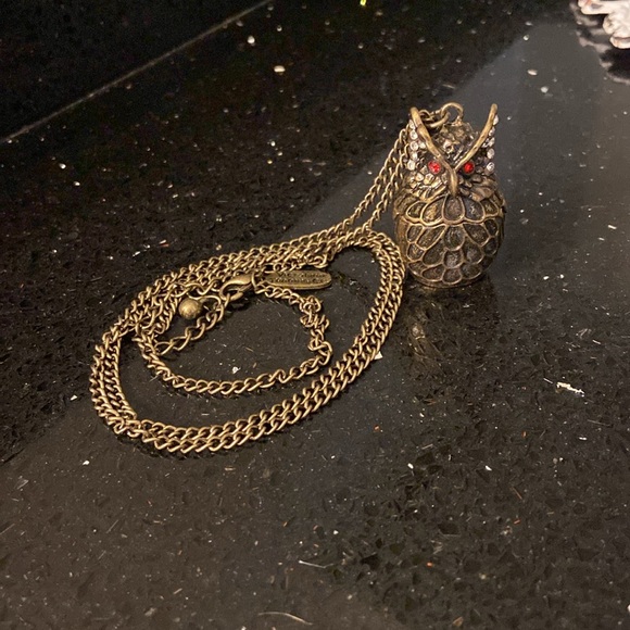 Owl Magnetic Locket Pendant Statement Necklace w/ Crystals, BOHO, Halloween Goth - Picture 8 of 8